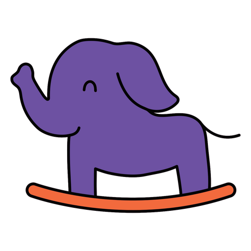 Purple rocking elephant PNG Design