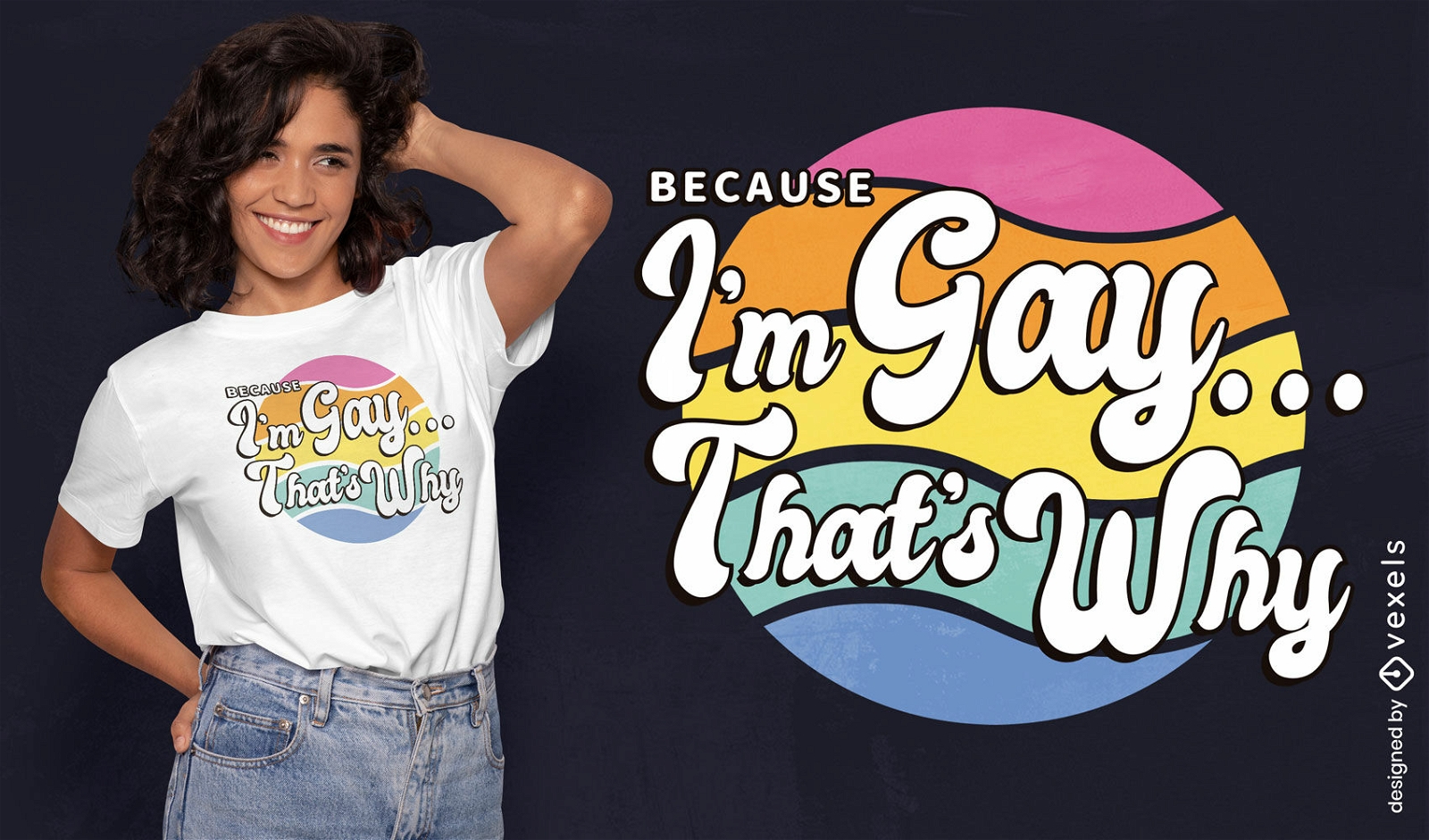 Because I'm gay retro quote t-shirt design