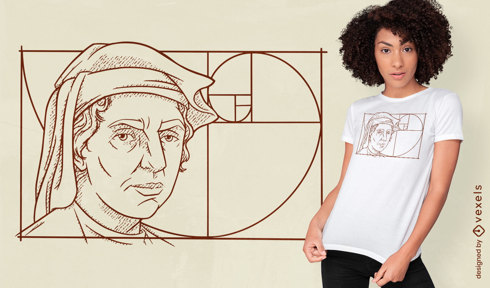 Diseño de camiseta con retrato de Leonardo Fibonacci