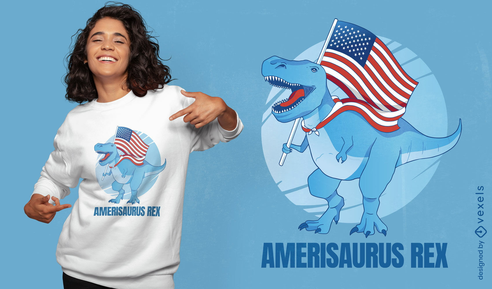 Diseño de camiseta de dinosaurio t-rex americano