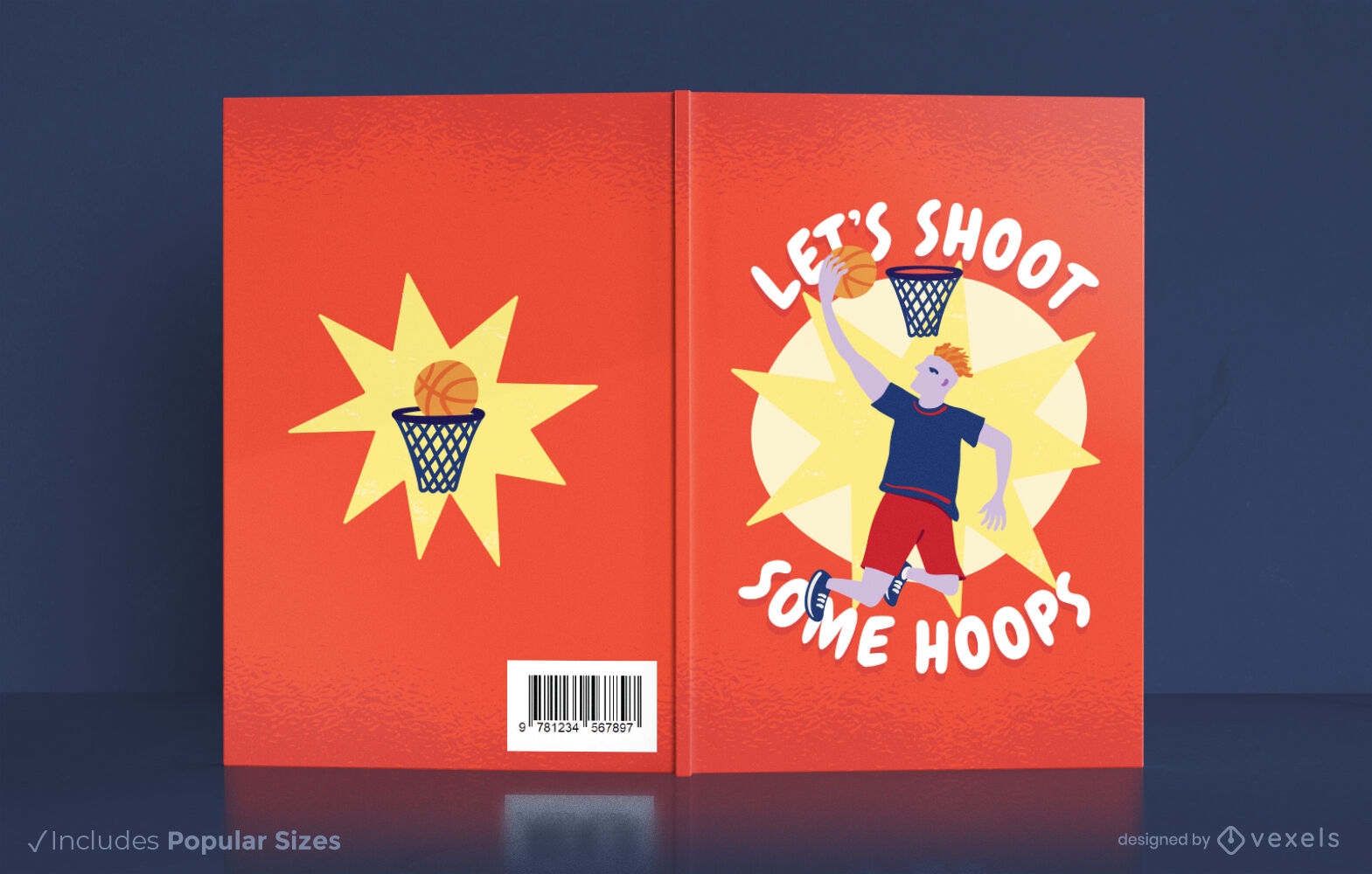 Atire alguns aros design de capa de livro de basquete