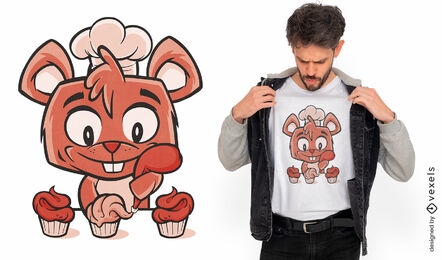 Design de camiseta de desenho animado de esquilo padeiro