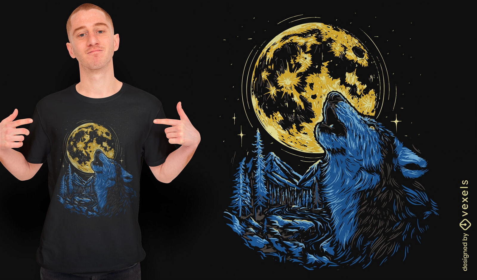 Wolf Heulen Mond T-Shirt Design