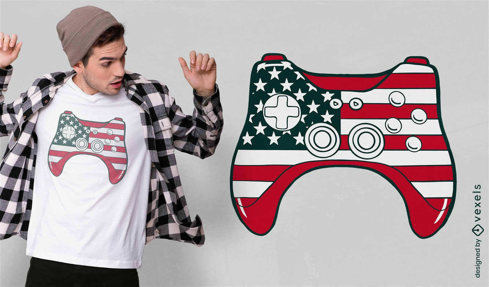 Joystick mit USA-Flaggen-T-Shirt-Design