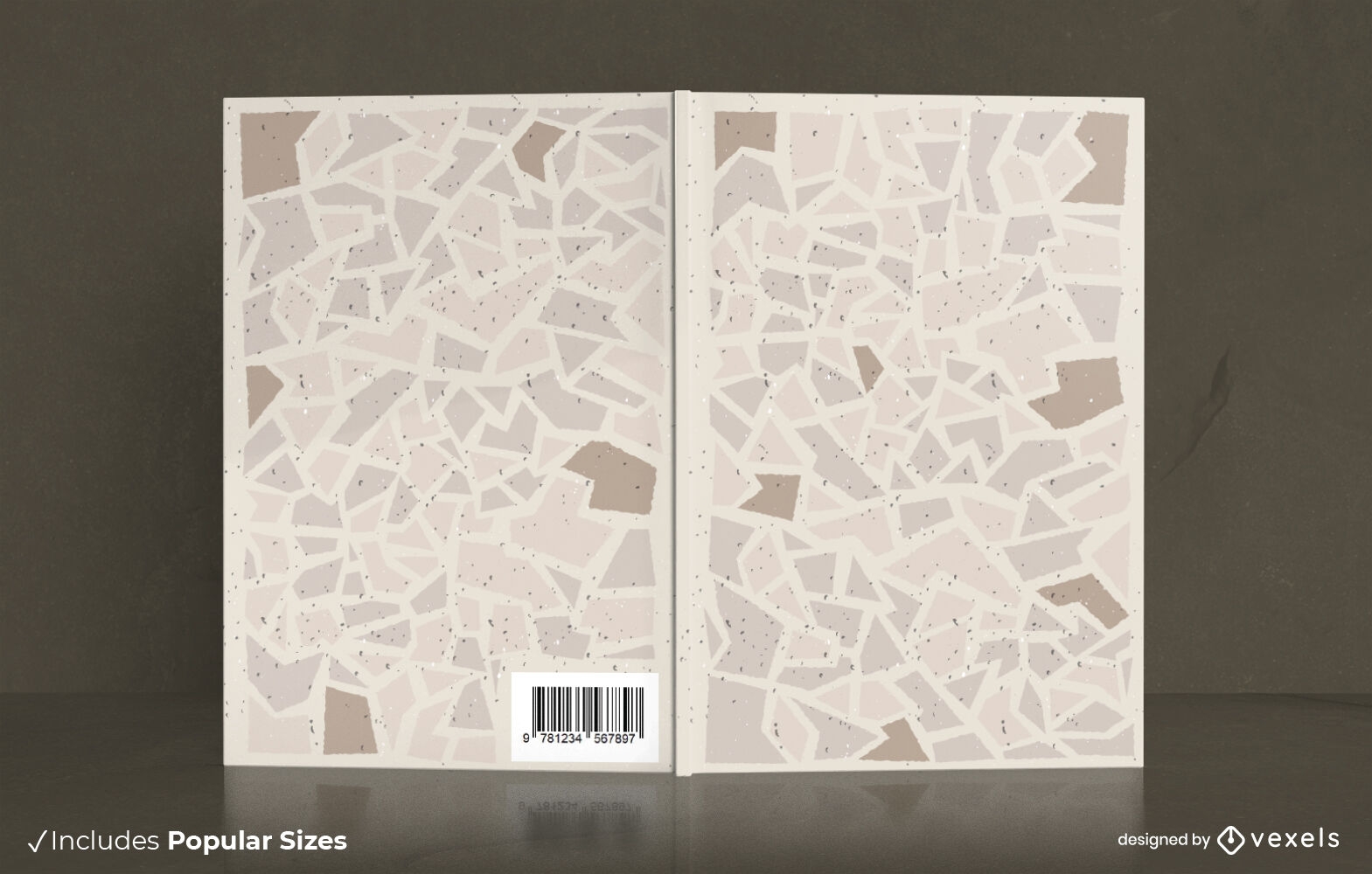 Diseño de portada de libro de mármol geométrico.