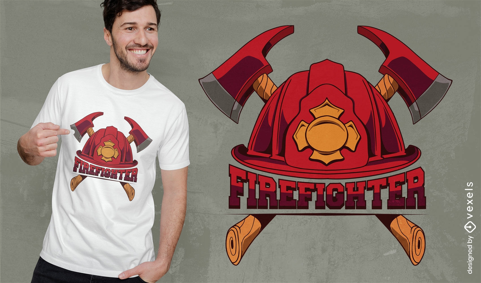 Diseño de camiseta de elementos de bombero.