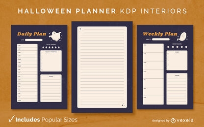 Modelo de design de diário de planejador de fantasmas de Halloween KDP