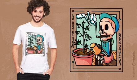 Inhala el buen diseño de camiseta de esqueleto de hierba de mierda