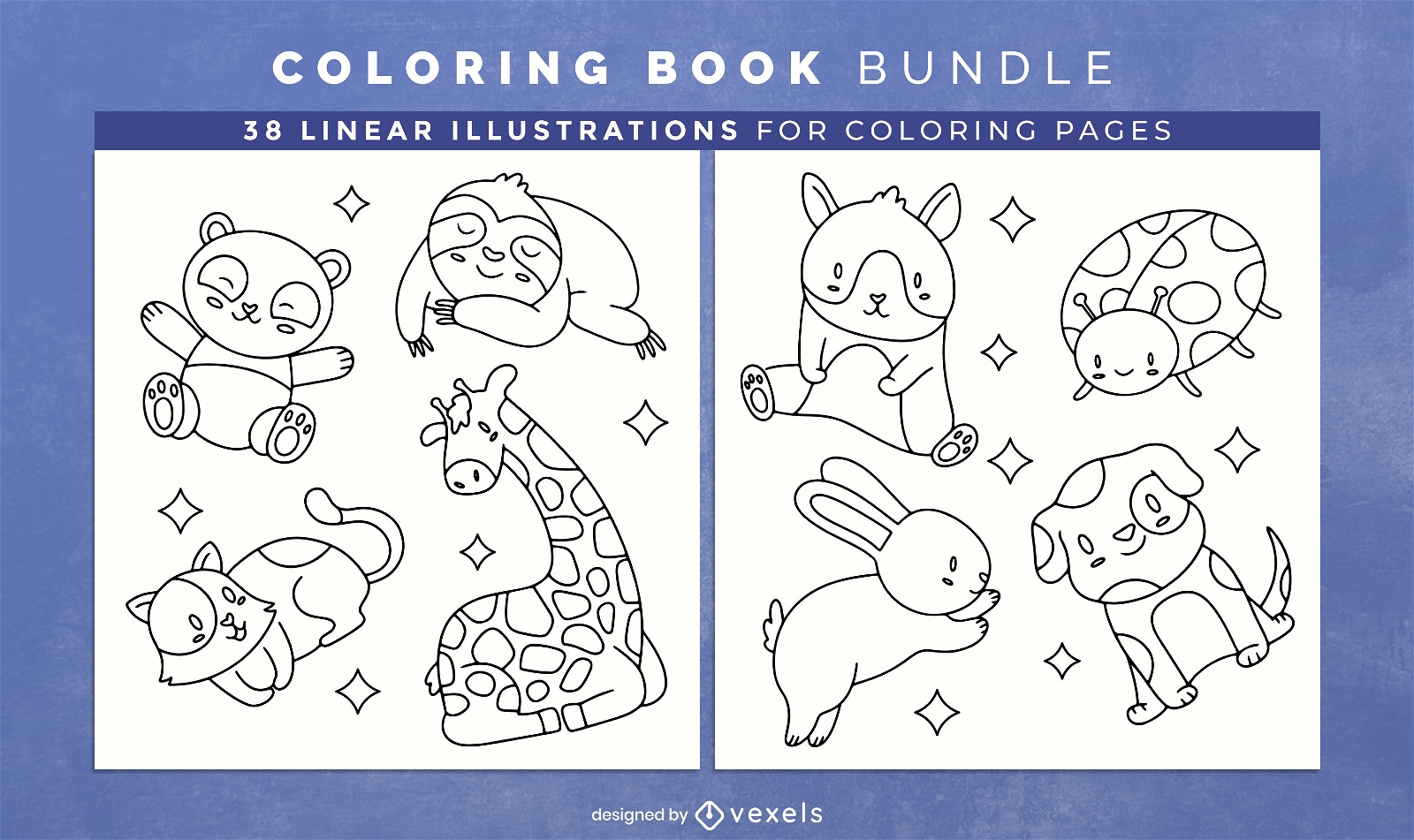 Cute baby animals sparkles coloring book design pages