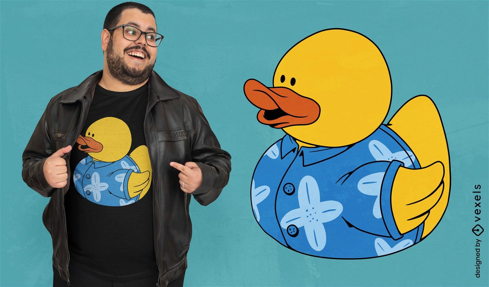 Rubber duck in hawaiian shirt t-shirt design