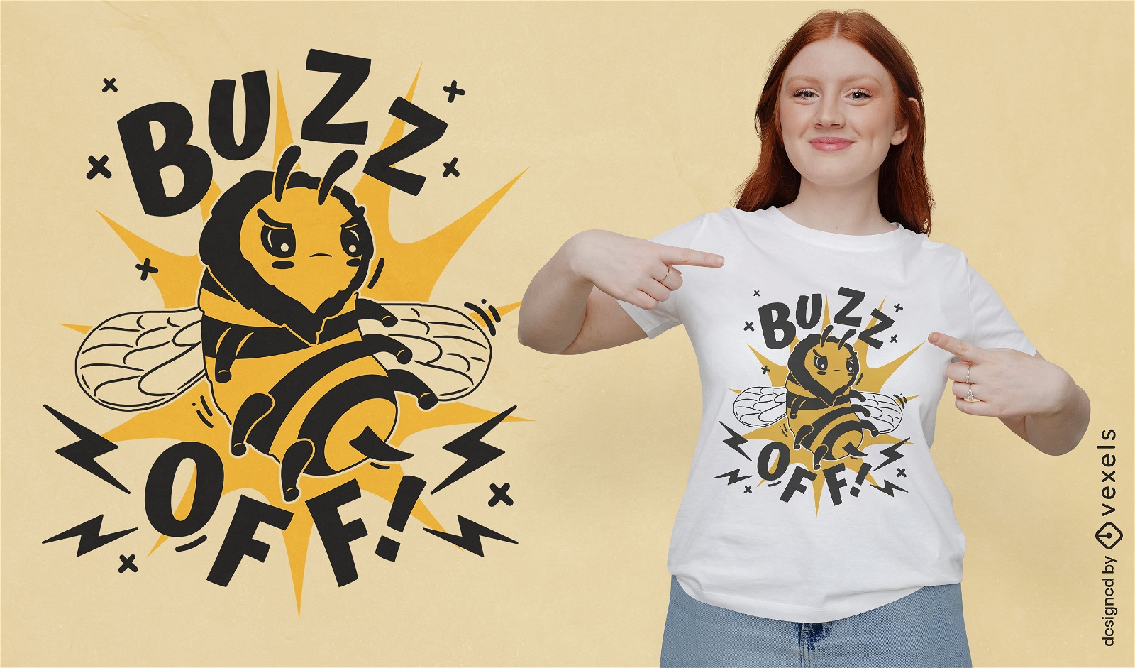 Kawaii Biene Buzz Off Zitat T-Shirt Design