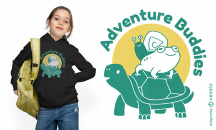 Design de camiseta de animais de amigos de aventura