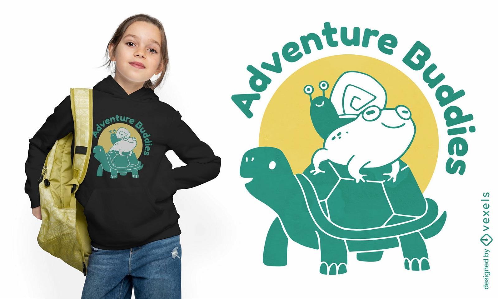 Diseño de camiseta de animales de amigos de aventura.