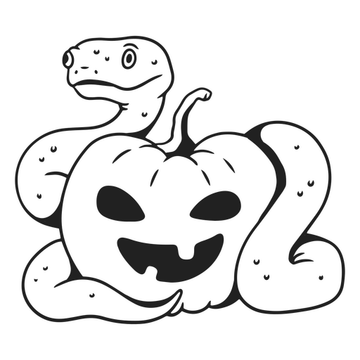 Snake pumpkin stroke character PNG Design