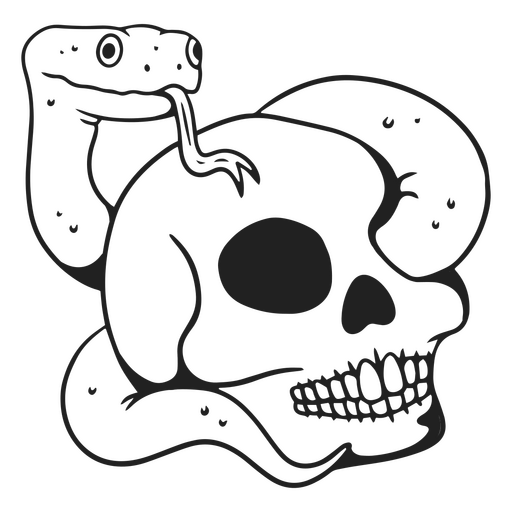 Diseño PNG Y SVG De Serpiente De Dibujos Animados En Un Cráneo Para  Camisetas