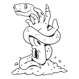 Snake zombie stroke character PNG Design