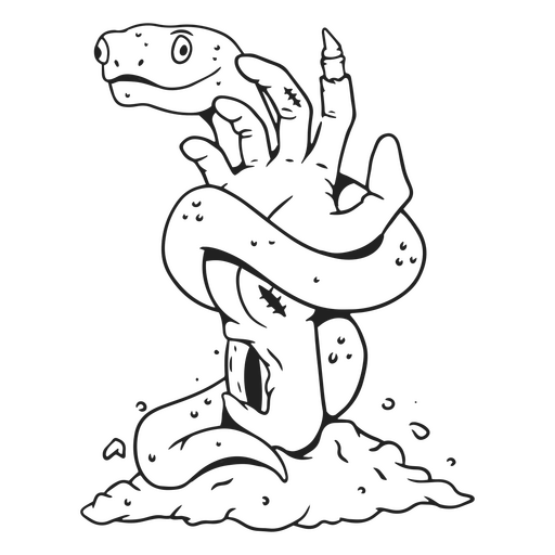 Schlangen-Zombie-Strich-Charakter PNG-Design