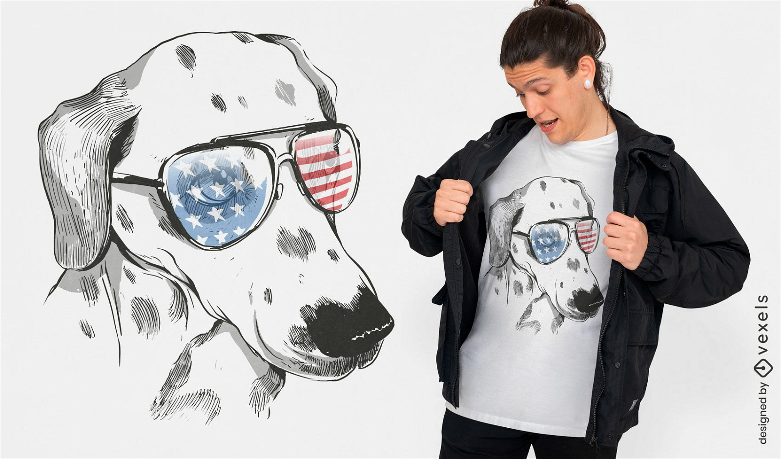 Design de camiseta de cachorro dálmata do dia da independência