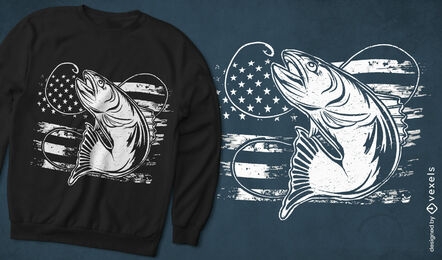 Design de camiseta de pesca americana grunge