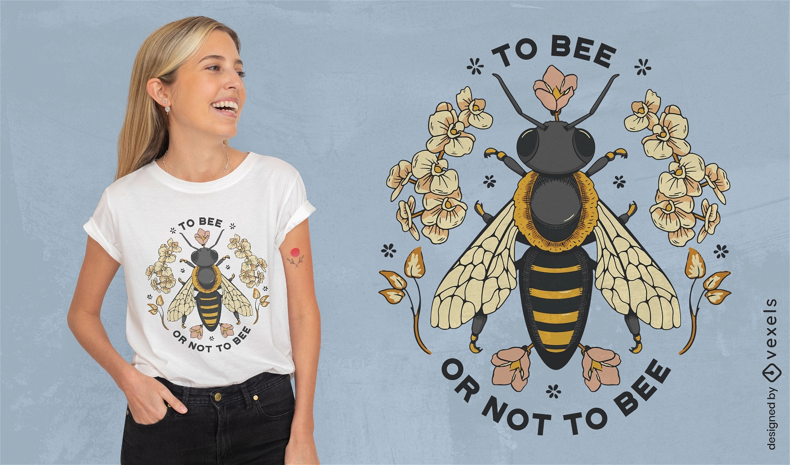 Diseño de camiseta con cita de abeja reina