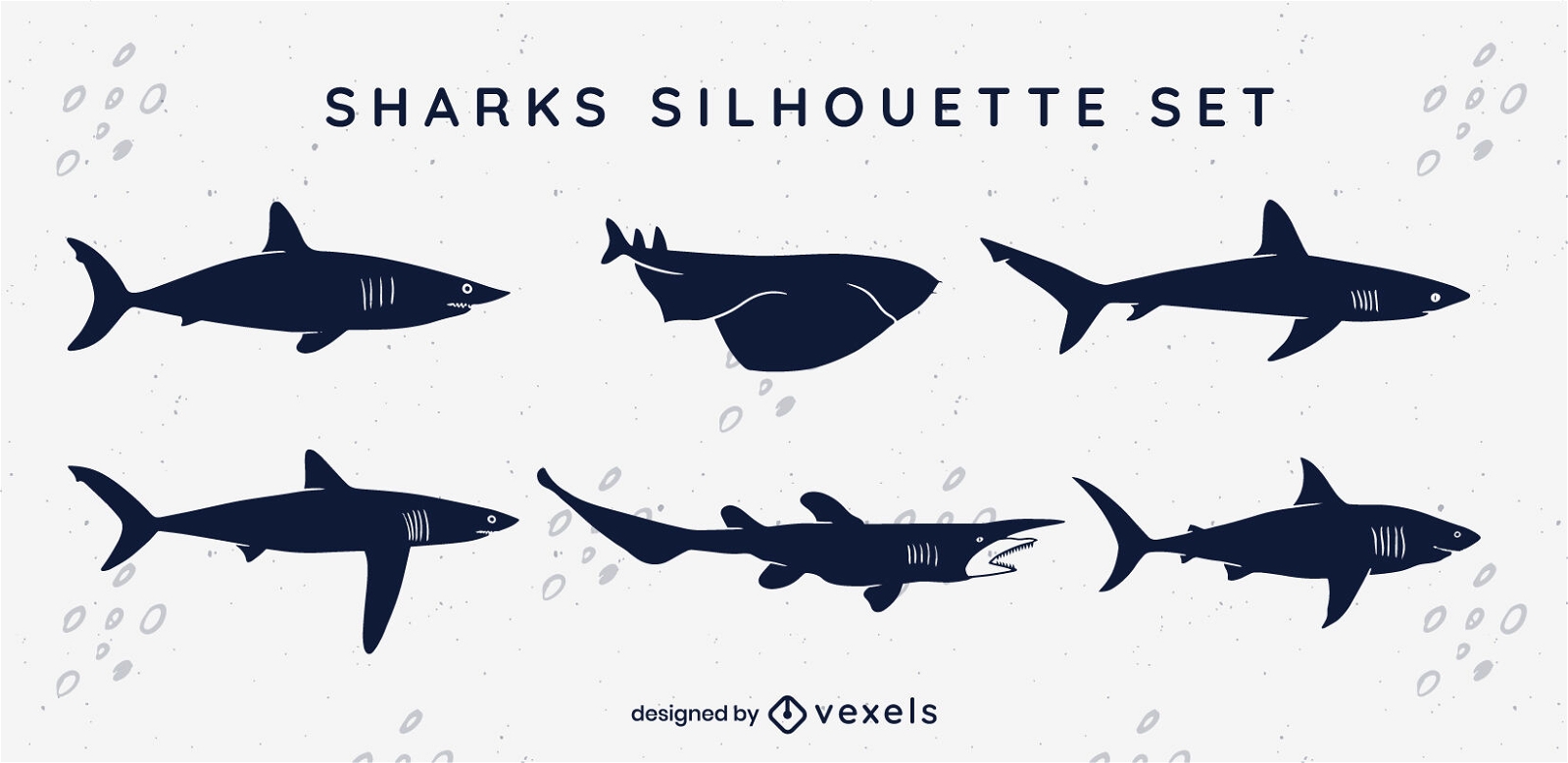 Conjunto de recortes de animais marinhos de tubarões