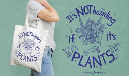 Shopping cart with plants tote bag design
