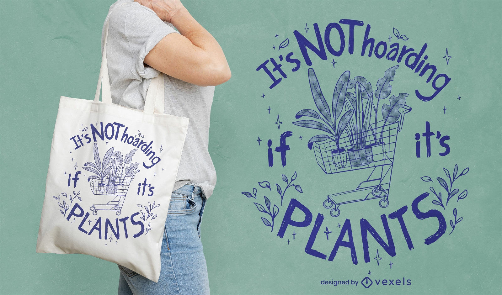 Carrinho de compras com design de sacola de plantas