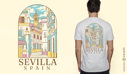 Design de t-shirt de paisagem de Sevilha Espanha