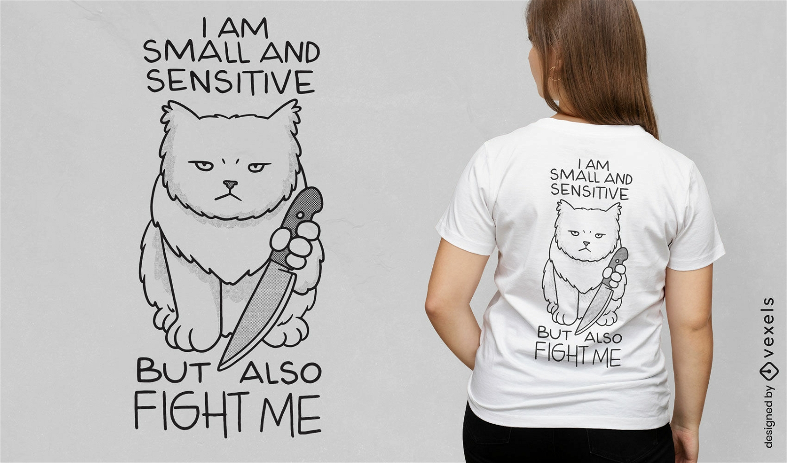 Diseño divertido de camiseta con cita de gato gruñón
