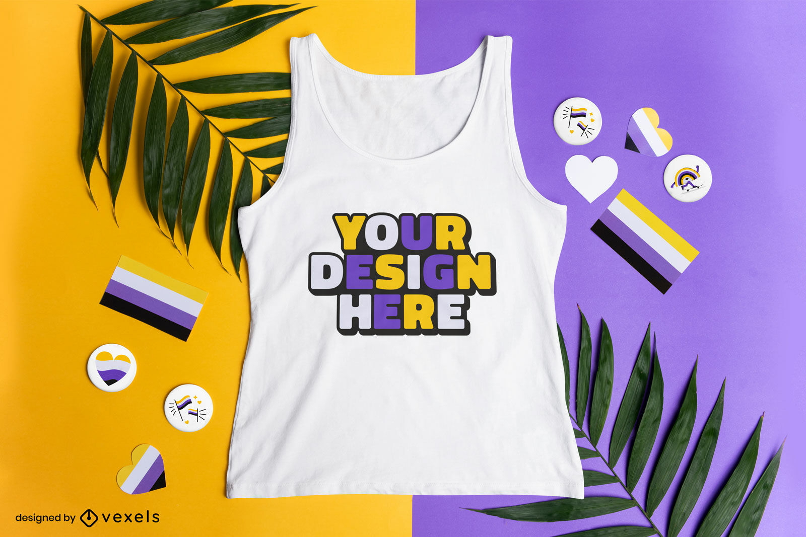 Tanktop-Mockup-Design mit nichtbinären Flaggen