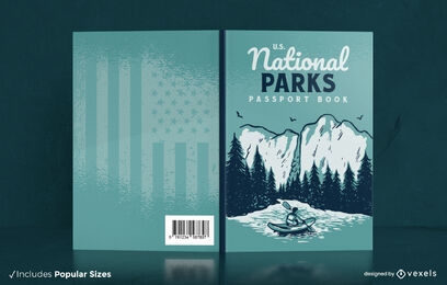 Design de capa de livro de natureza de parques nacionais