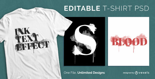 Watercolor ink texts scalable t-shirt psd