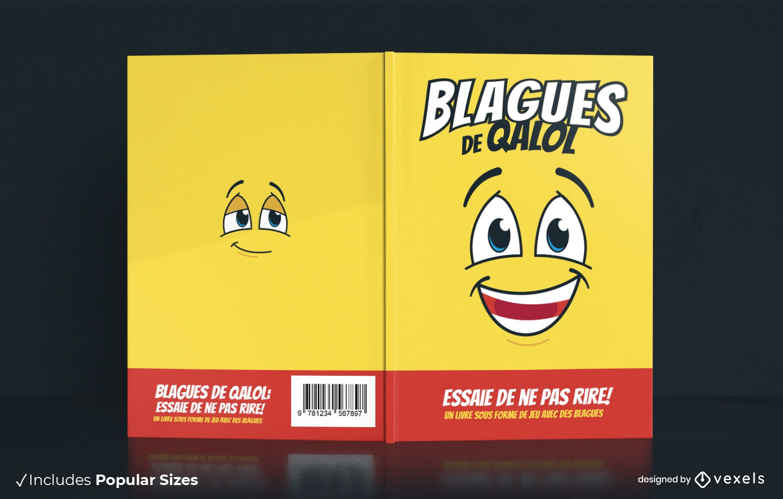 Feliz emoji rosto design de capa de livro engraçado