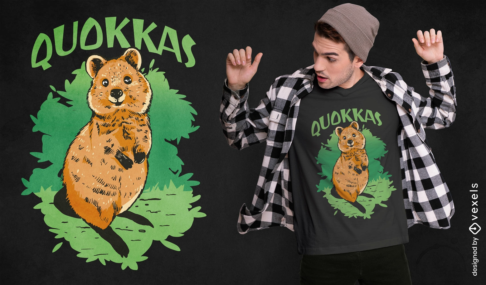 Diseño lindo de la camiseta del animal australiano de Quokka