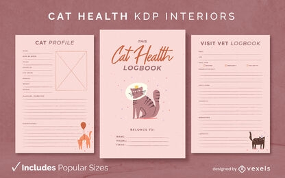 Modelo de design de diário de saúde do gato KDP