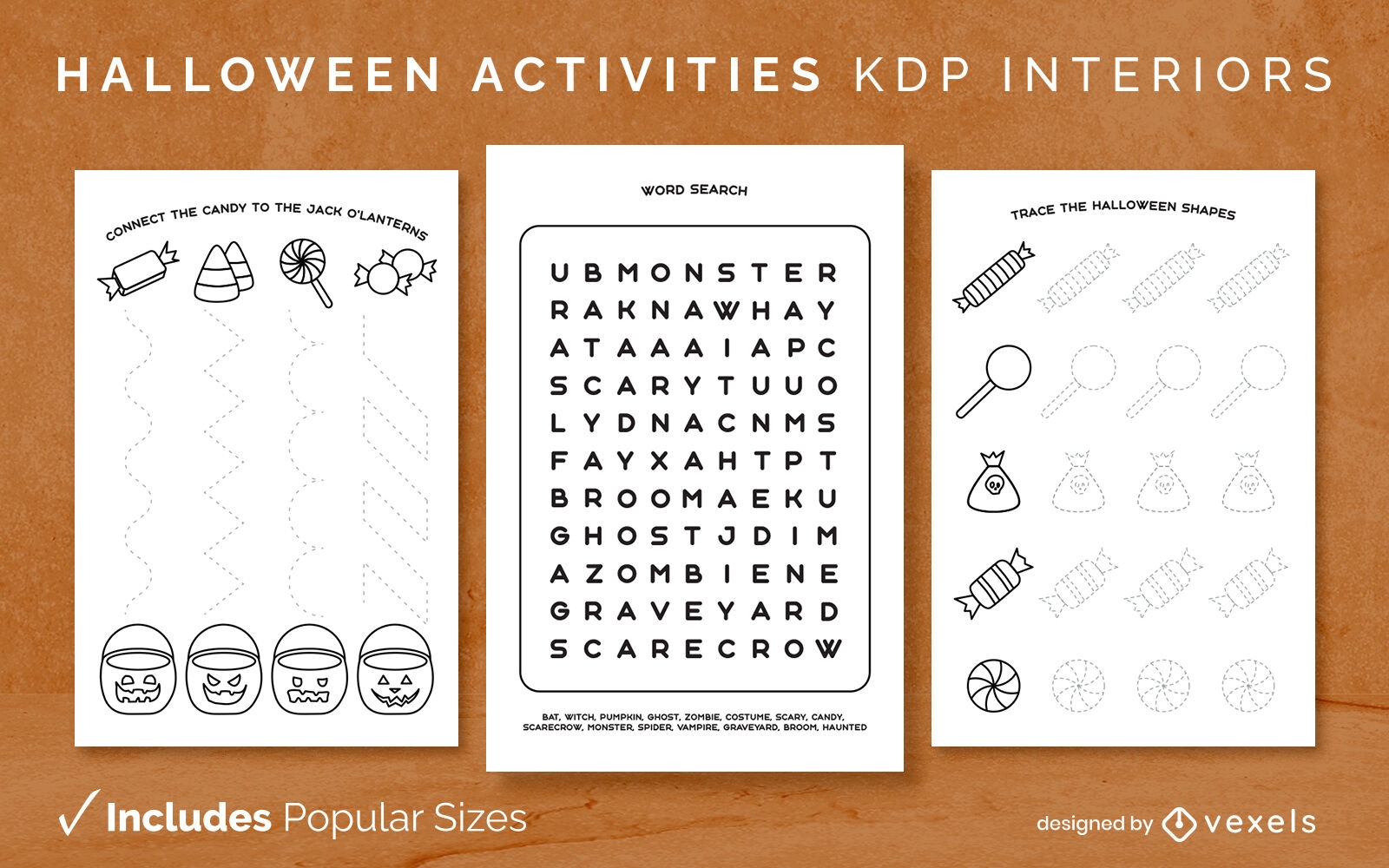 Halloween candy diary template KDP interior design