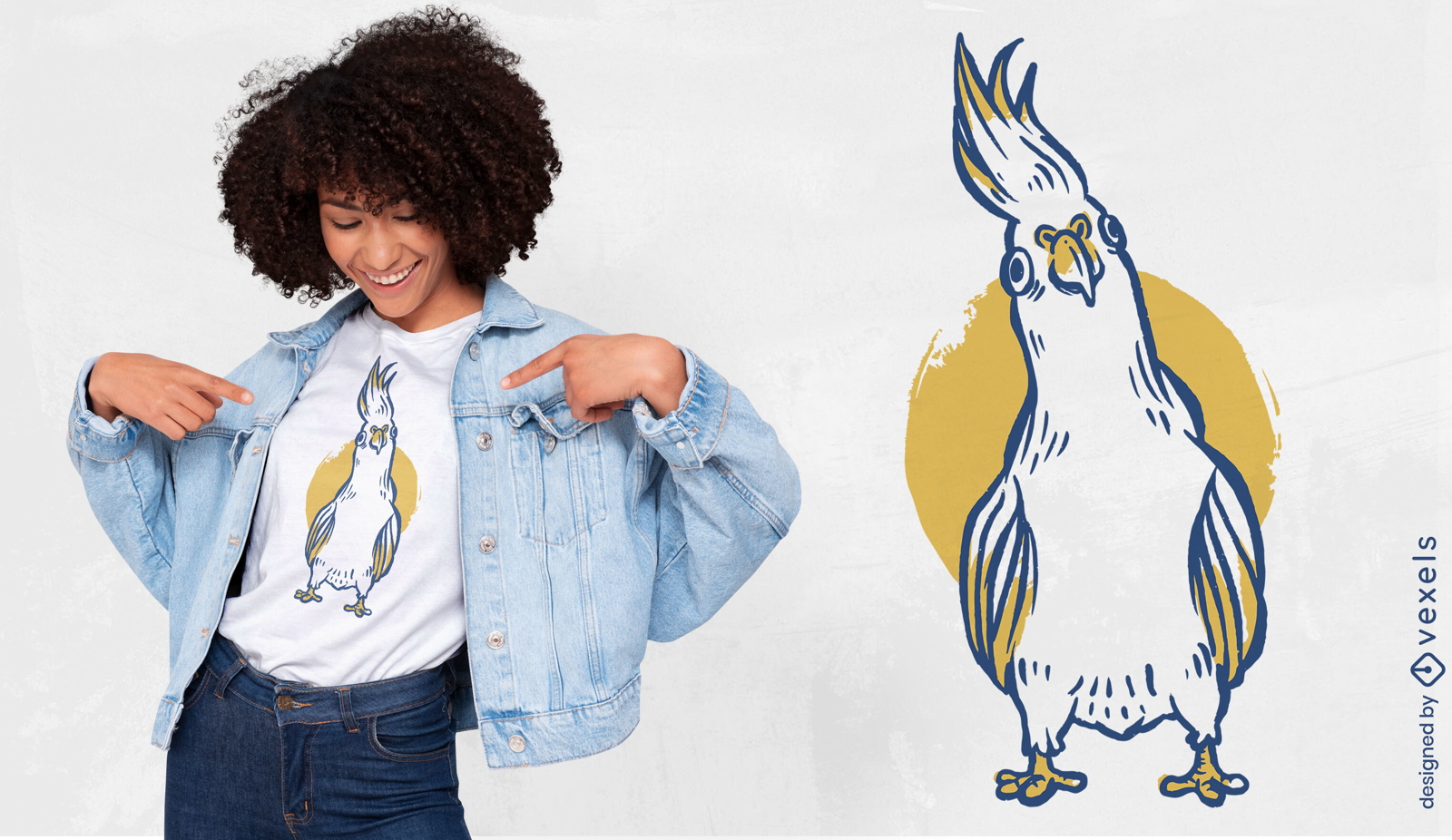 Diseño de camiseta de animal de pájaro cacatúa