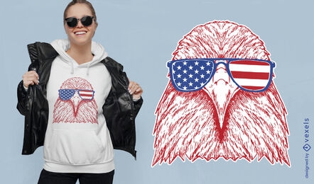 Eagle with american glasses t-shirt design