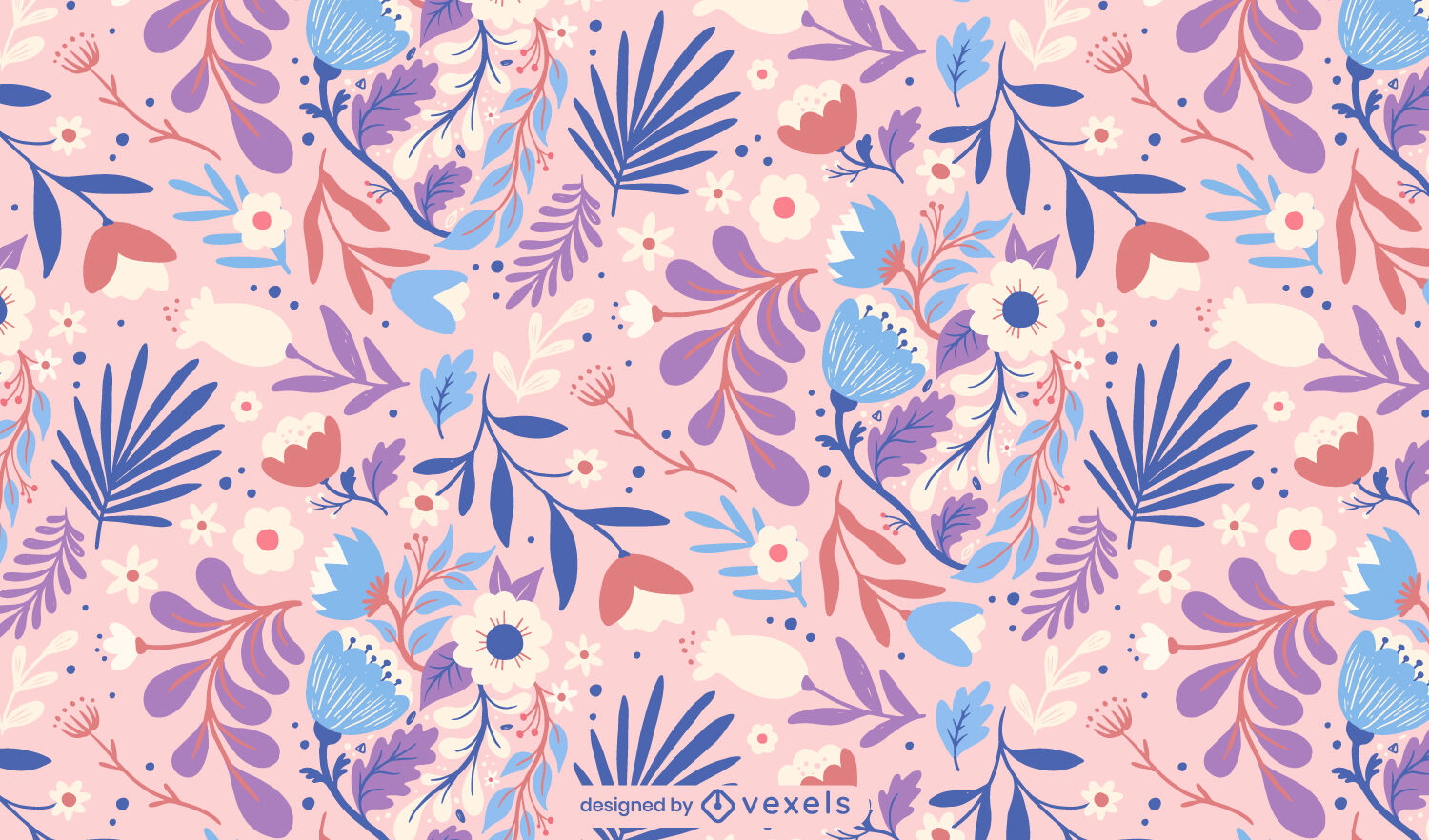 Colorful flowers and plants pattern design