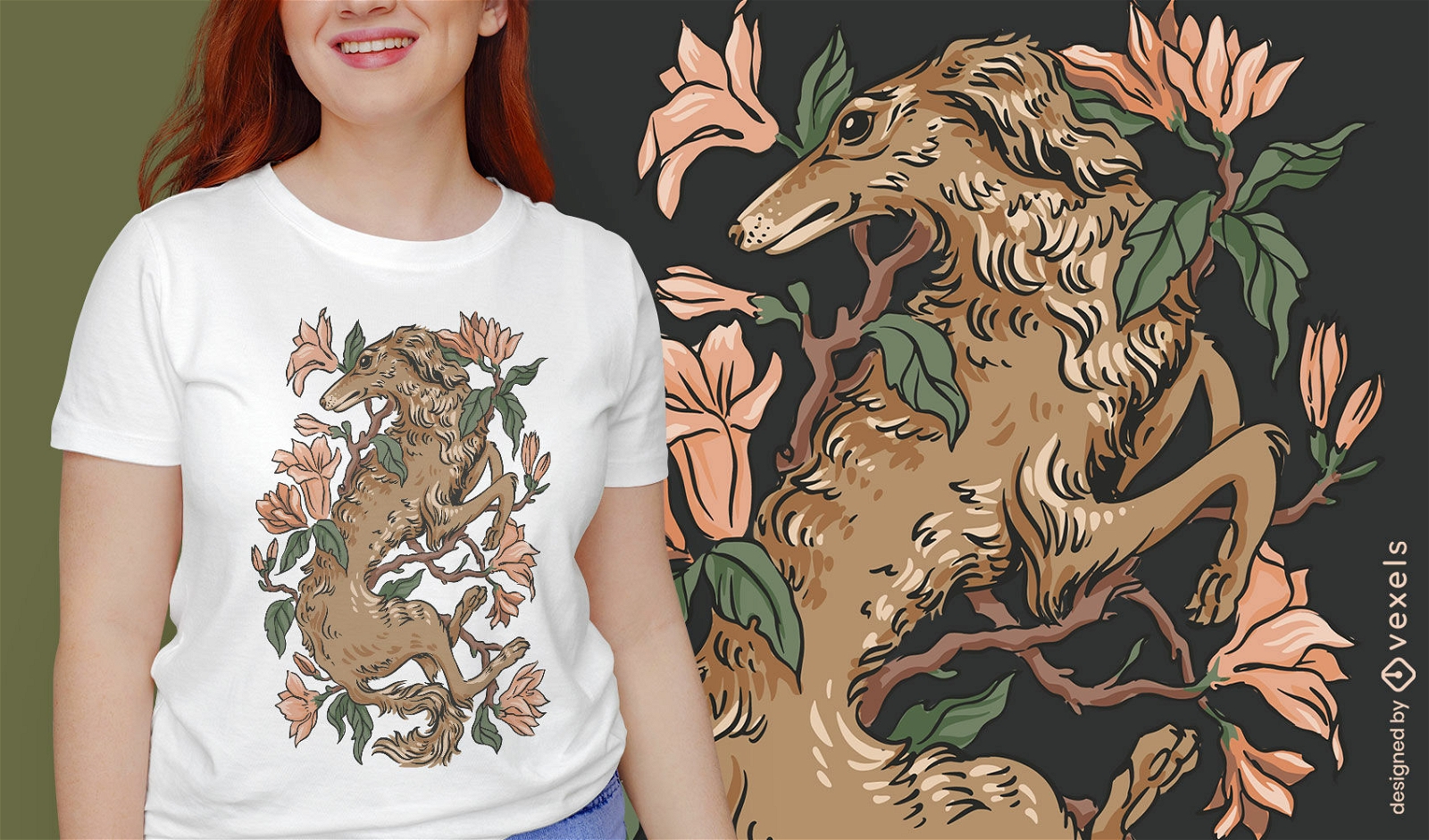 Design de camiseta de natureza de cão galgo