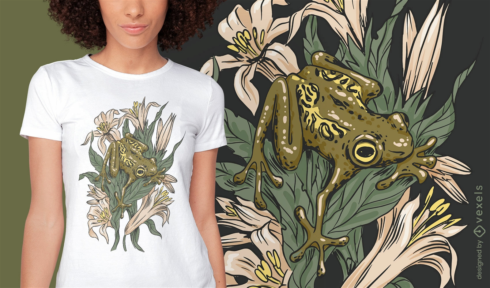 Diseño de camiseta de naturaleza de rana del bosque