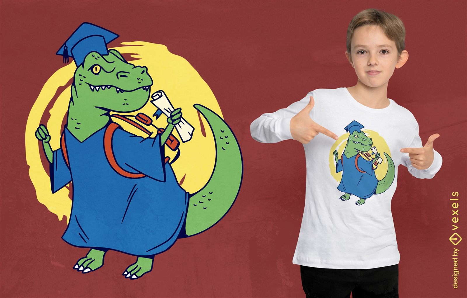 Design de camiseta de formatura de dinossauro