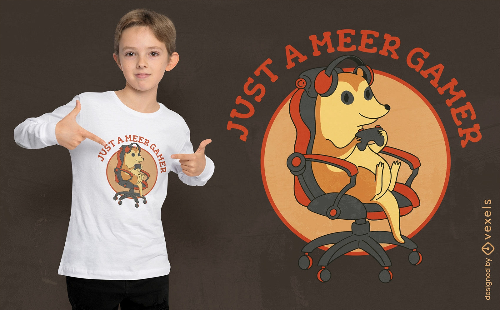 Meer-Gamer-Cartoon-T-Shirt-Design