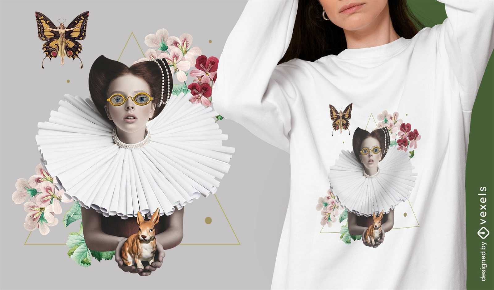 Psd-T-Shirt-Design der Kinderkönigin mit absurder Natur