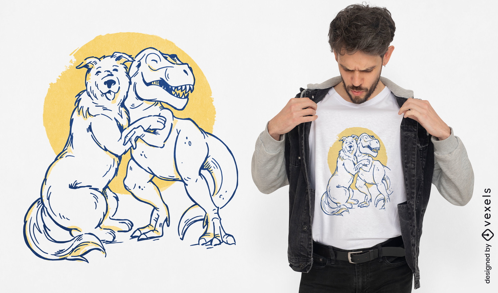 Diseño de camiseta de amistad de perro T-rex