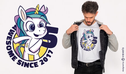 Cute birthday unicorn cartoon t-shirt design