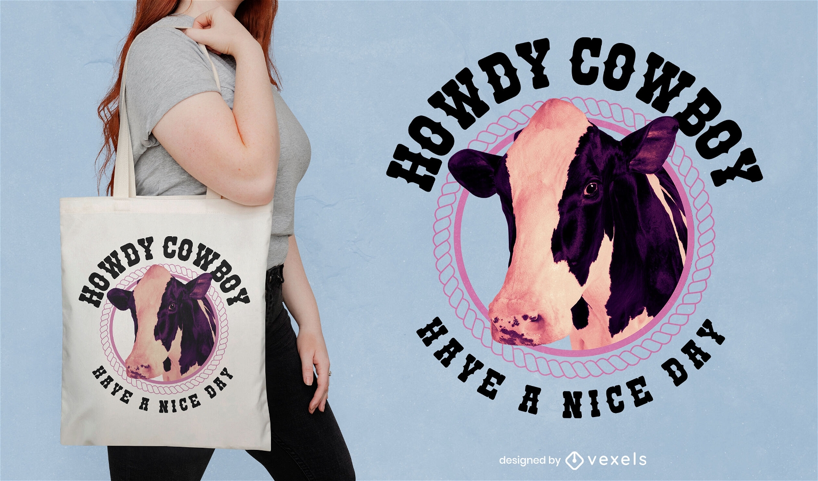 Funny cow farm animal tote bag design