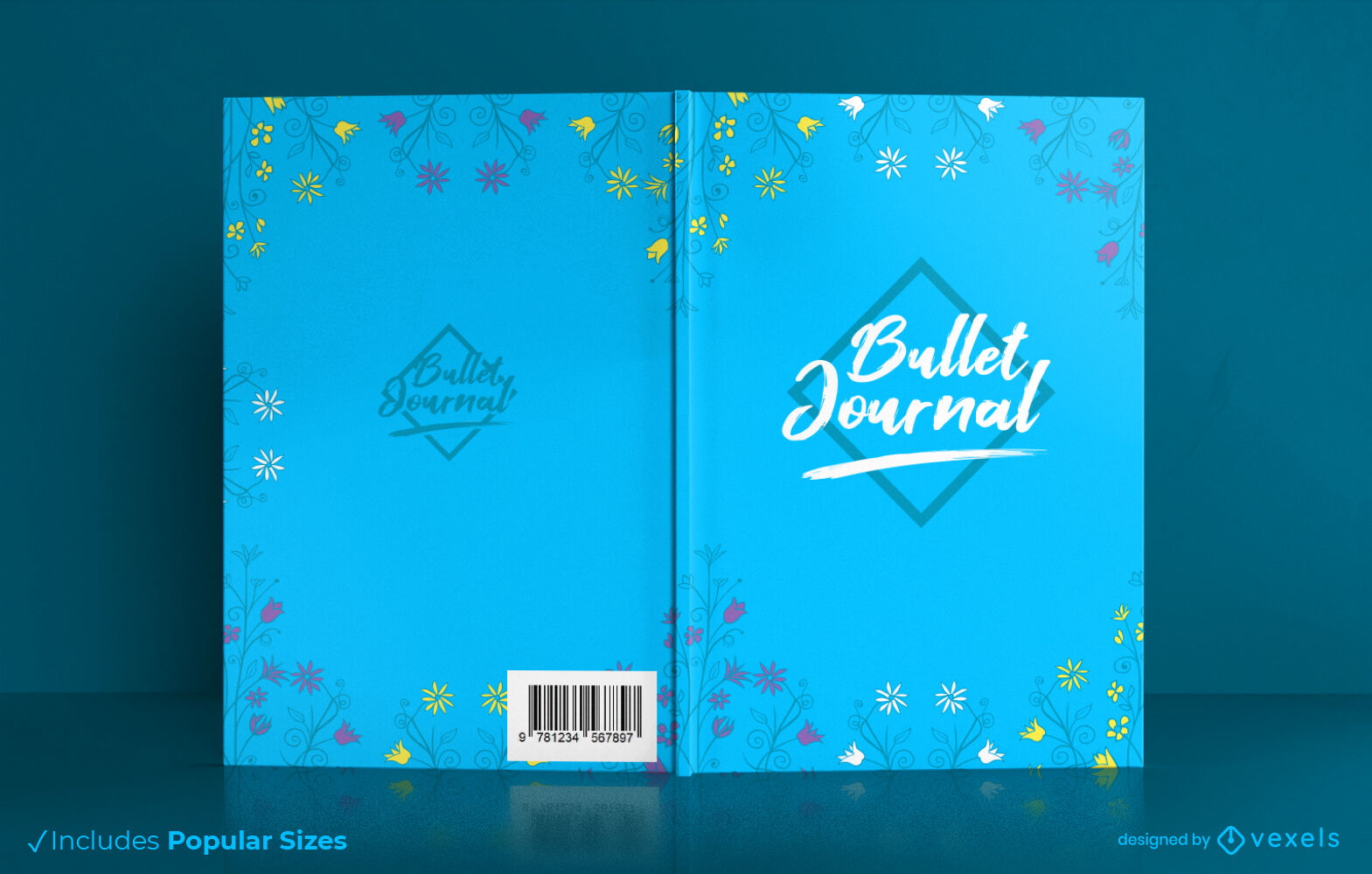 Design de capa de livro de diário de bala floral