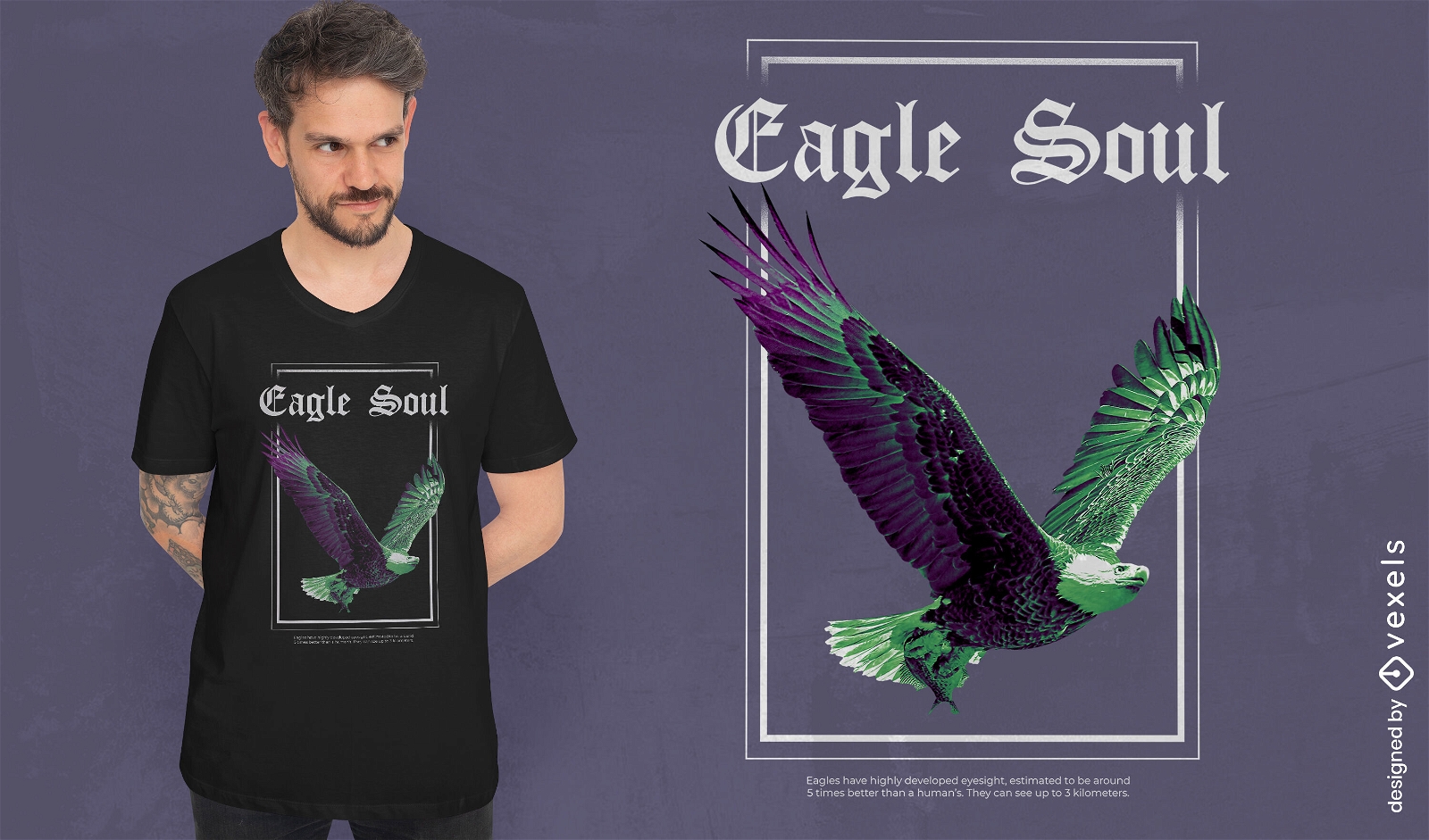 T-shirt psd de águia pássaro selvagem voando