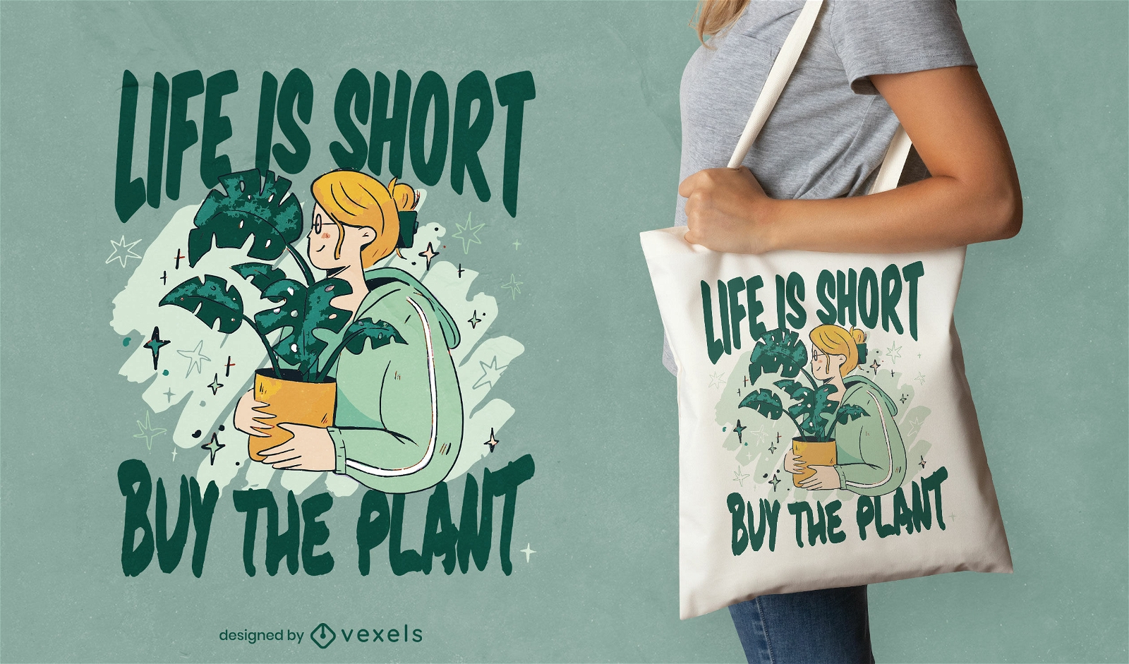 Comprar diseño de bolso tote con cita de plantas